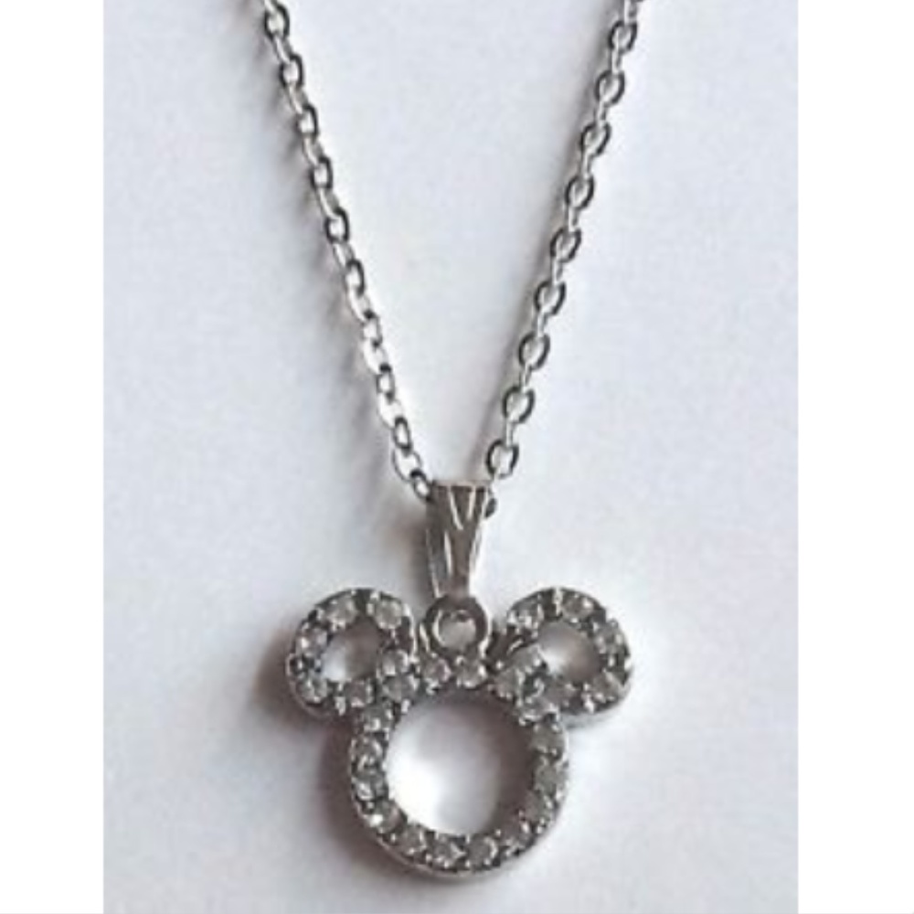 Silver Mickey Mouse Ears Necklace Disney 19" - Picture 3 of 8